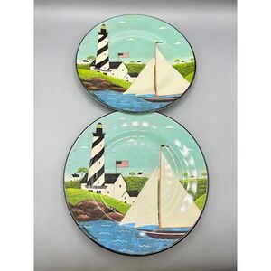 Warren Kimble Lighthouse Sailboat‎ Melamine Plates Set of 2 Evolution Sakura